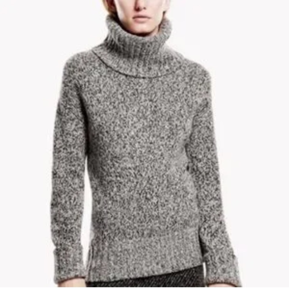 Theory Wyndora Turtleneck Sweater – Marled Black/White | Size S (EUC)